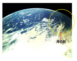 「いぶき」のモニタカメラから見た地球の日食の様子